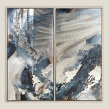 Metallique Blue Grey Framed Canvas Set of 2