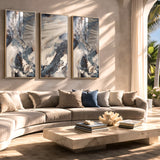 Metallique Blue Grey Framed Canvas Set of 2