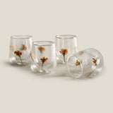 Botanic Blossom Yellow Glass Set of 4