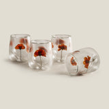 Botanic Blossom Orange Glass Set of 4