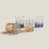Aristocrat Amber & Blue Whiskey Glass set of 4