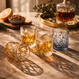 Aristocrat Amber & Blue Whiskey Glass set of 4