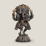 Lord Panchmukhi Ganesha Antique Grey Sculpture