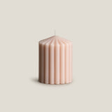 Ribbed Cone Pillar Candle - Beige S