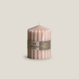 Ribbed Cone Pillar Candle - Beige S