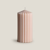 Ribbed Cone Pillar Candle - Beige L