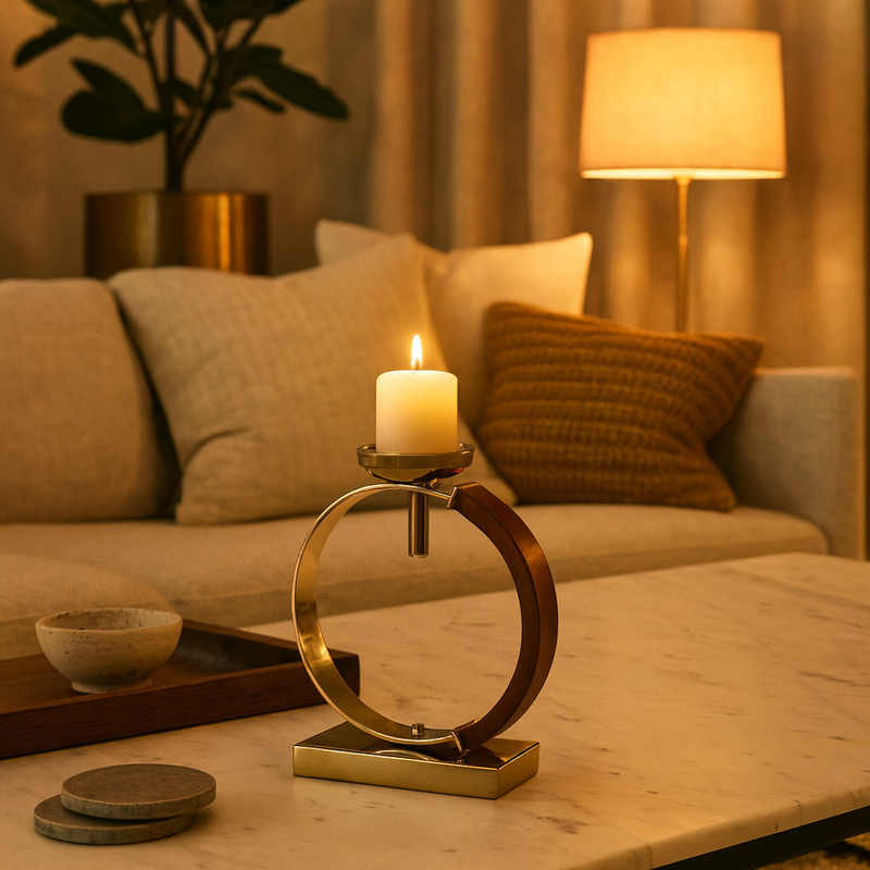Swank Nickel & Gold Candle Holder