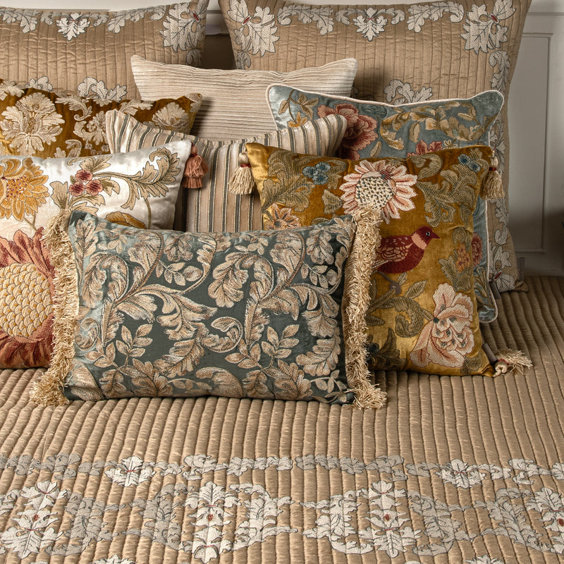 Eliana Dark Green Emb. Cushion Cover