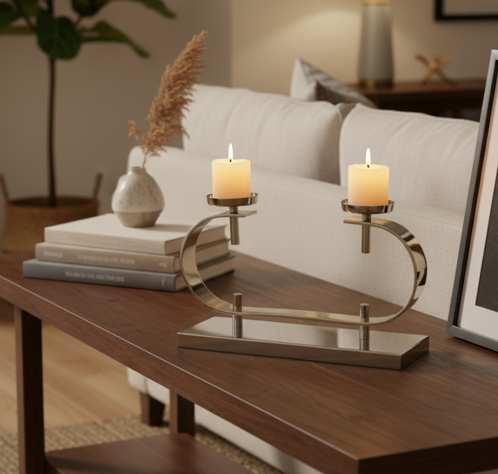 Benao Nickel & Gold Candle Holder