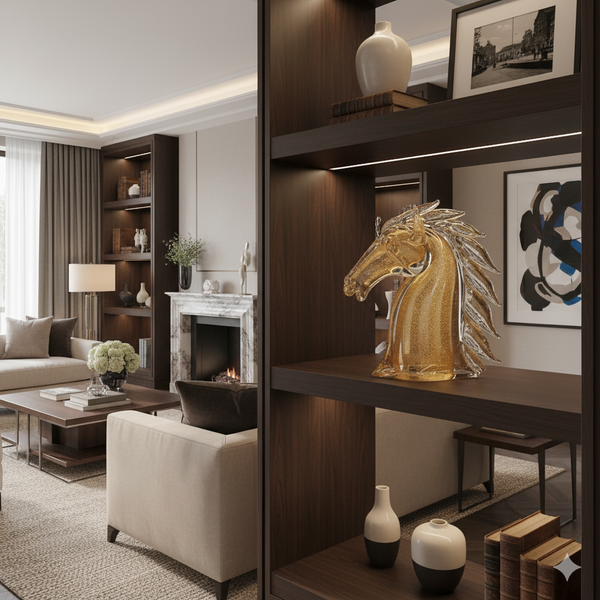 Duccio Di Segna Grandeur Gold Horse Head Sculpture