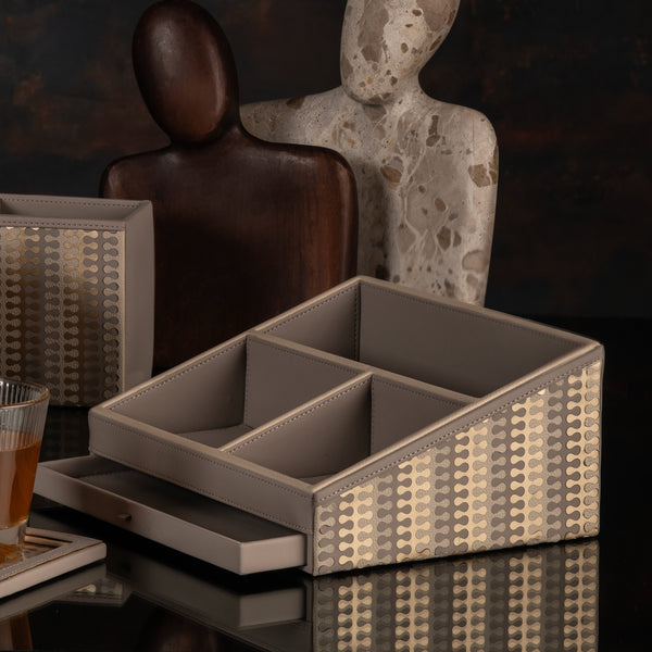 Eclair Grey & Gold Desk Set