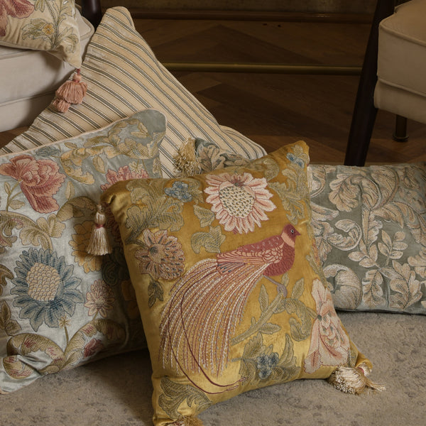 Luna Yellow Emb. Cushion Cover