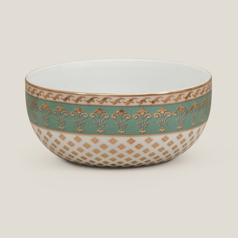 White Green & Gold Small Bowl