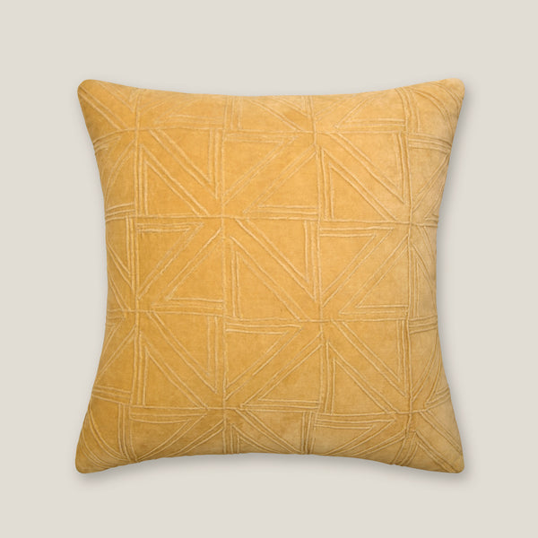 Equerre Yellow Cotton Velvet Cushion Cover