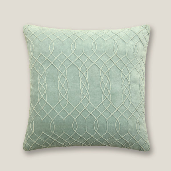Clatra Light Blue Textured Cotton Velvet Cushion Cover