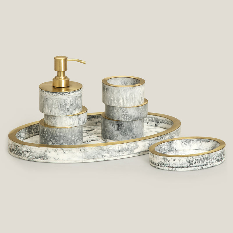 Marmor Grey Brass & Resin Bath Set