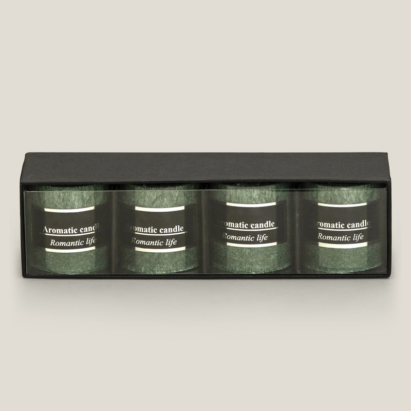 Mottled Green Box Candle Set Of 4