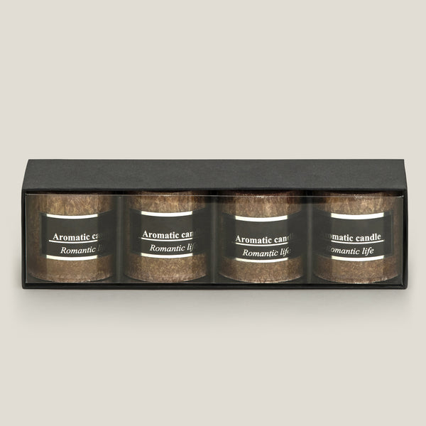 Mottled Brown Box Candle Set Of 4
