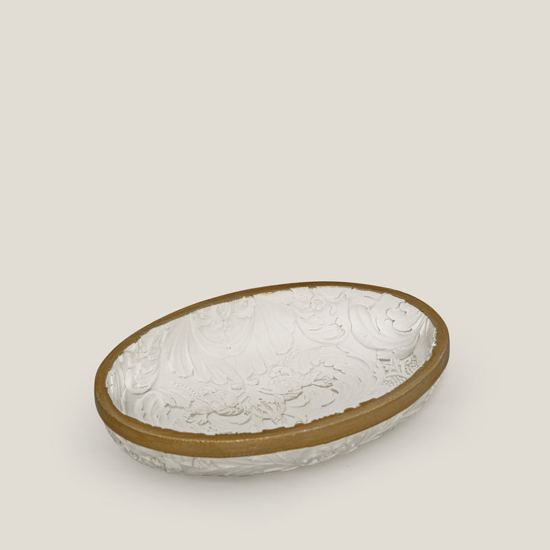 Damask White & Gold Ceramic Bath Set