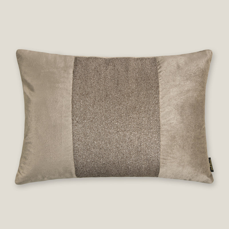 Lena Dark Beige Embellished Velvet Cushion Cover