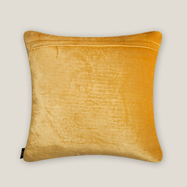Yellow Embroidered Velvet Cushion Cover