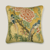 Zenja Emb. Yellow Cotton Velvet Cushion Cover