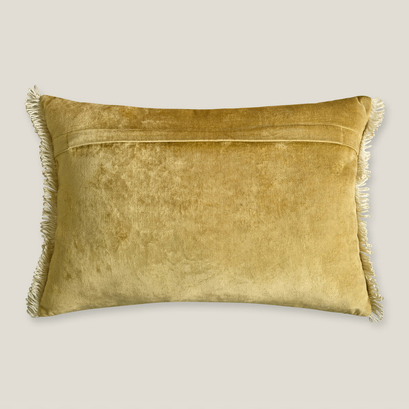 Mila Emb. Yellow Cotton Velvet Cushion Cover