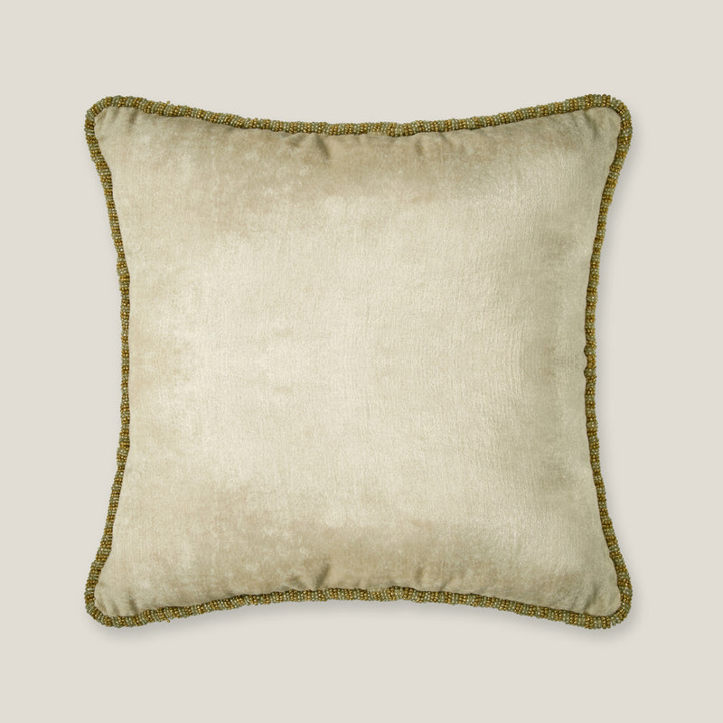 Arya Emb. Off White Cotton Velvet Cushion Cover