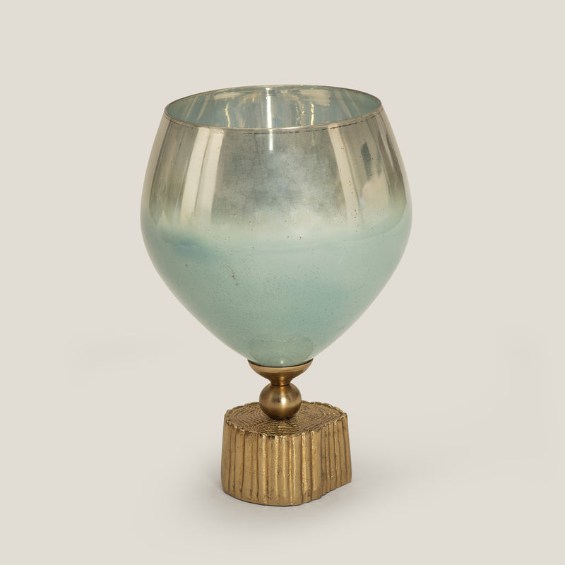 Sylva Aqua Glass Metal Vase