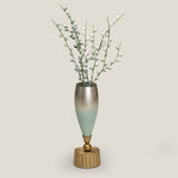 Sylva Aqua Glass Metal Vase L