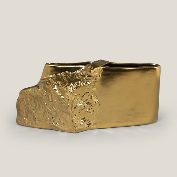 Ridge Gold Textured Ceramic Vase
