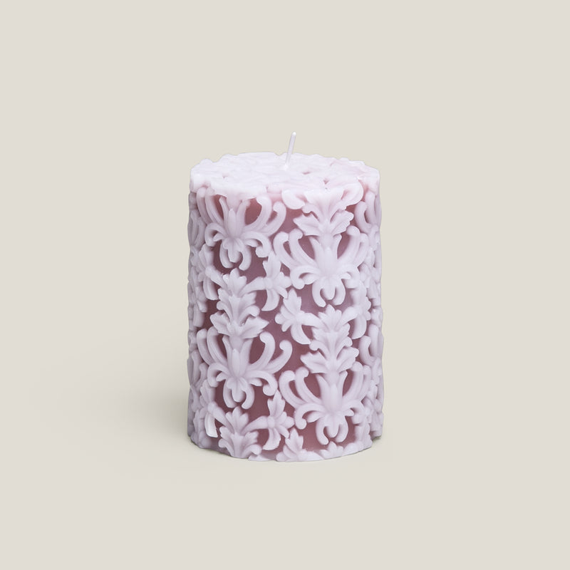Damask Textured Pink Wax Candle