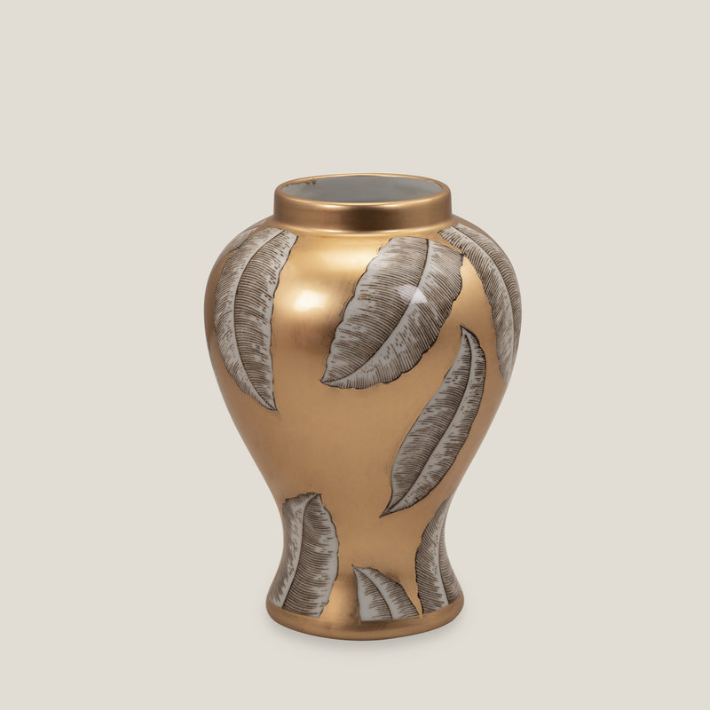 Auric Gold Leaf Ceramic Decor Jar