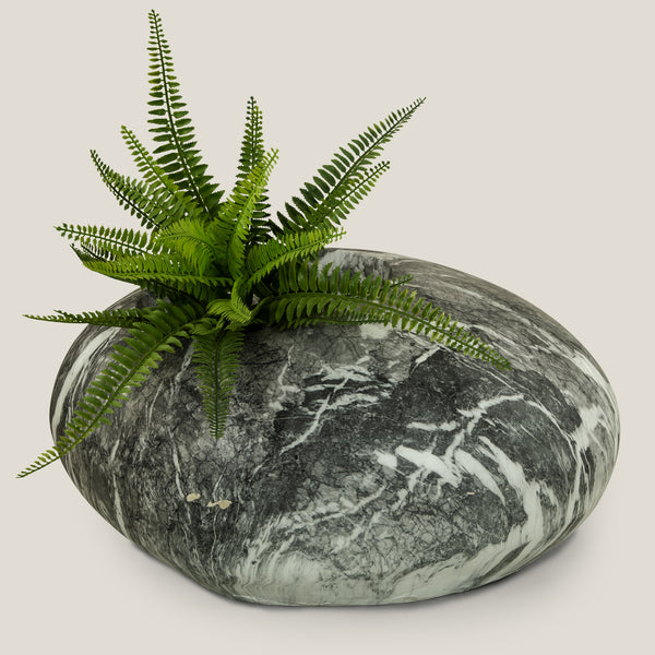 Marble Resin Grey Rock Planter Large