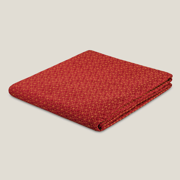 Red & Gold Faux Silk Reversible Bedspread
