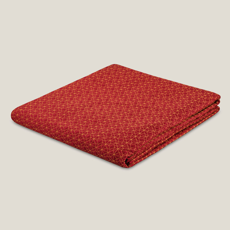 Red & Gold Faux Silk Reversible Bedspread