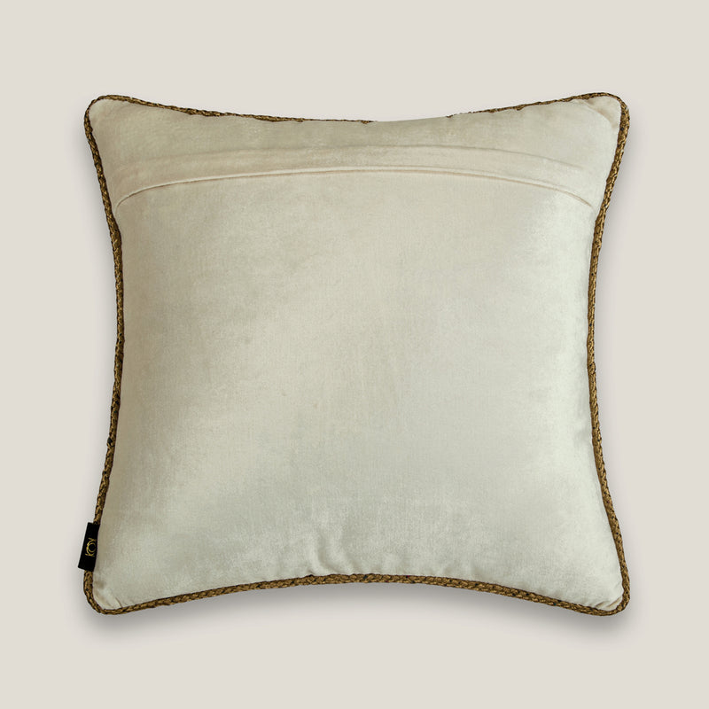 White Viscose & Velvet Cushion Cover