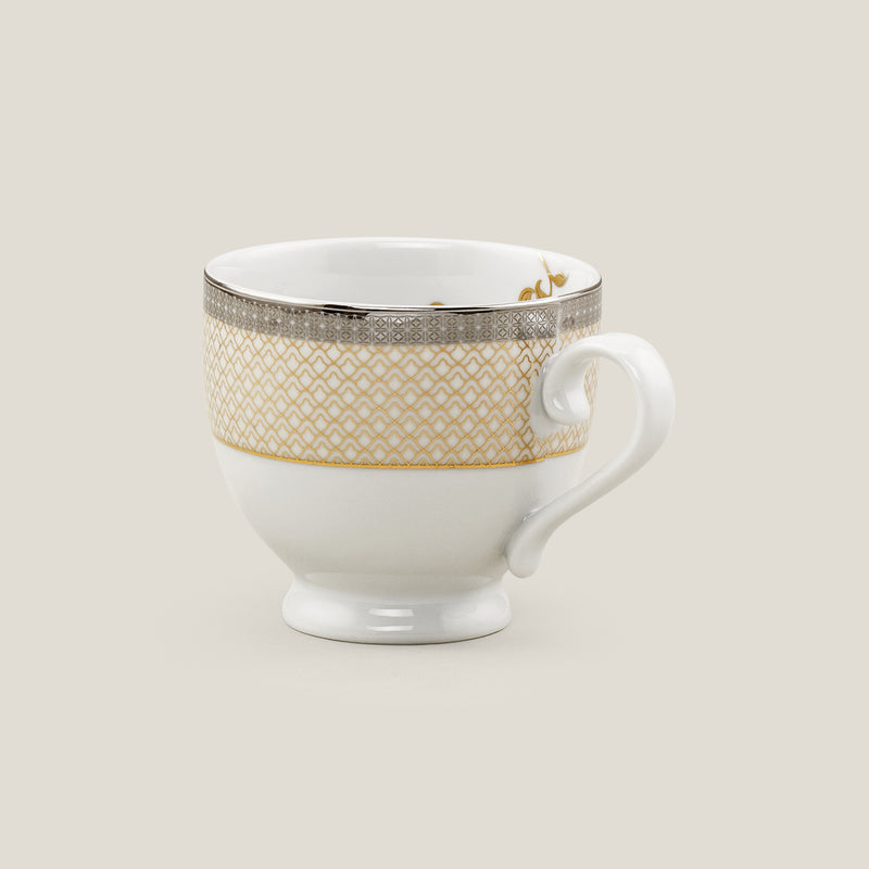 Alessi Gold & Platinum Porcelain Cup Saucer Set Of 6