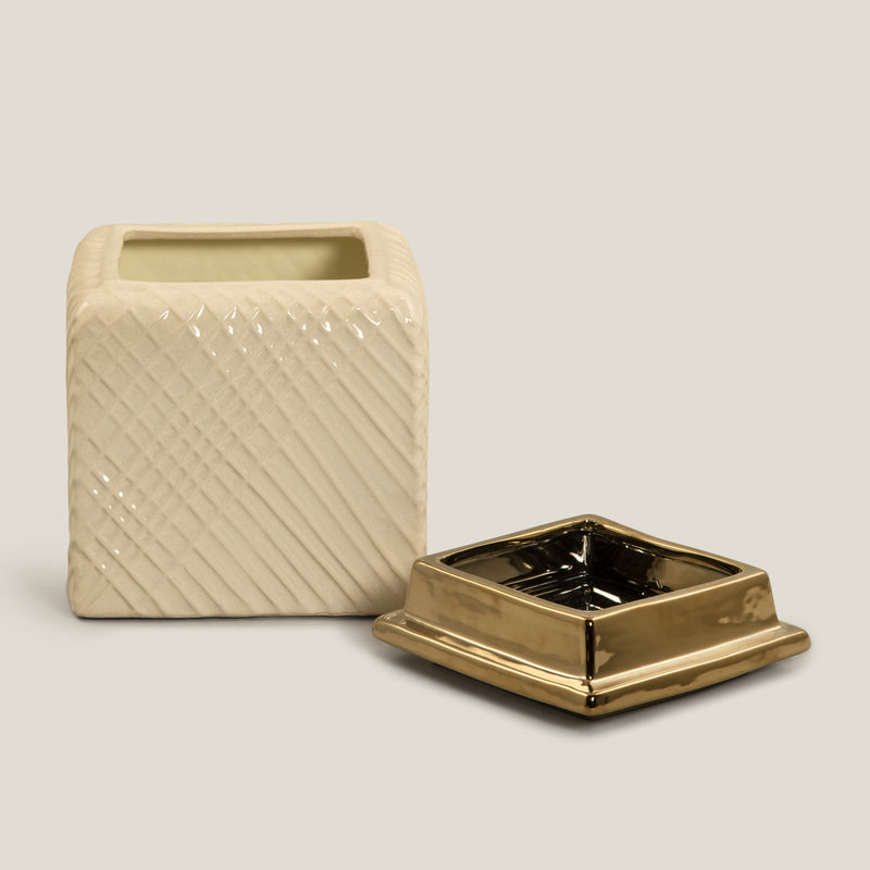 Twine Off White & Gold Ceramic Vase