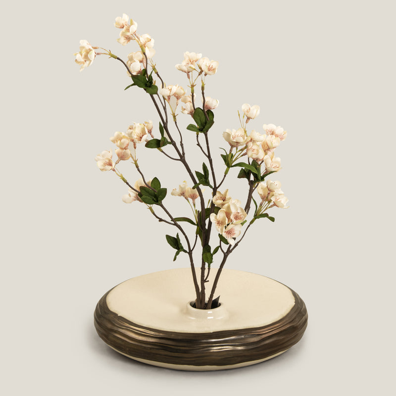 Orb Off White & Gold Ceramic Vase