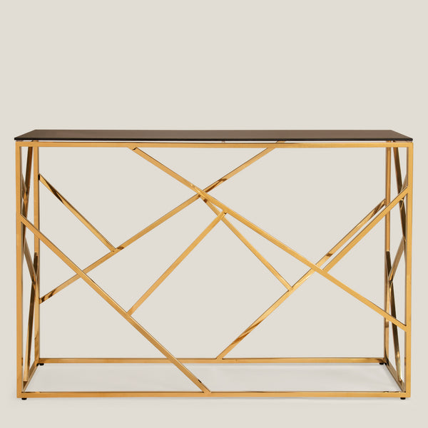 Linea Gold & Brown Console Table