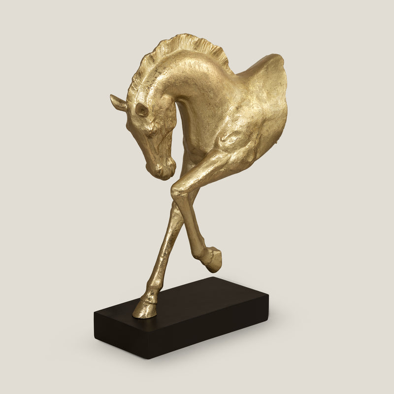 Prancing Gold Horse Resin Sculpture