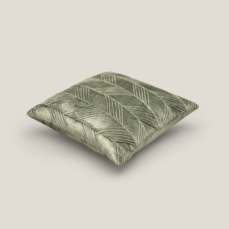 Hiriko Textured Green Velvet Cushion Cover