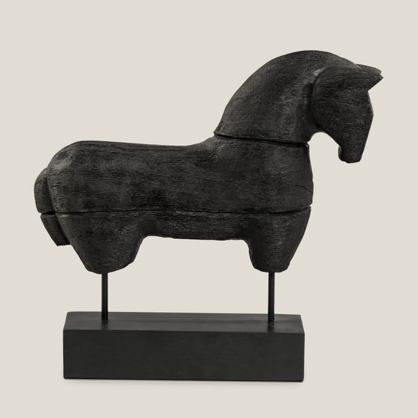Cavall Black Mangowood Horse Sculpture