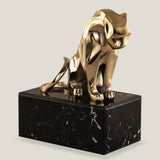 Panthera Gold & Black Metal & Glass Sculpture