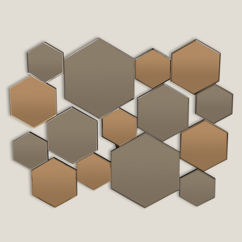Senio Hexagonal Brown & Copper Wall Mirror