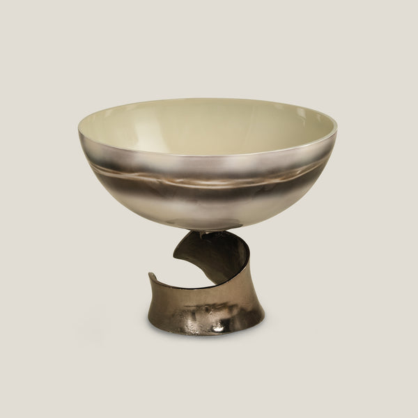 Burnt Glaze Nickel Glass & Metal Decor Bowl