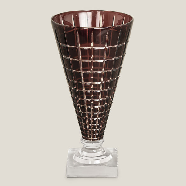 Damier Purple Crystal Glass Vase
