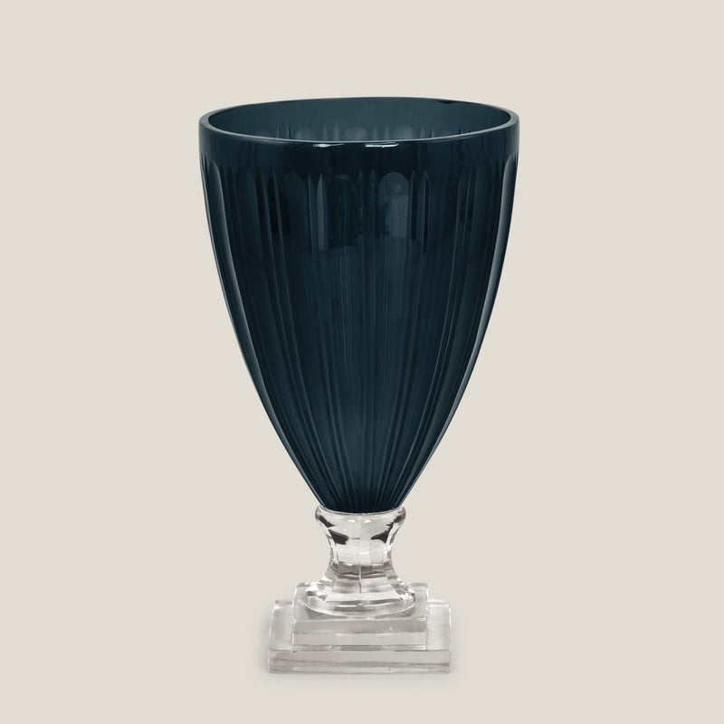Aveo Blue Footed Glass Vase