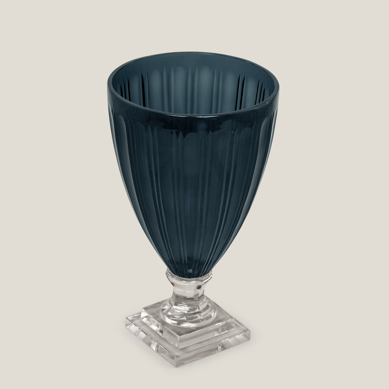 Aveo Blue Footed Glass Vase